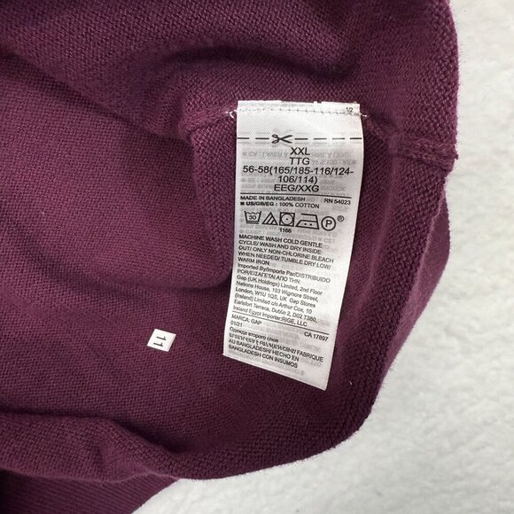 Gap Color Block Crewneck Sweater Cotton Plum Preppy Casual Academia Mens XXL NEW - Picture 8 of 11